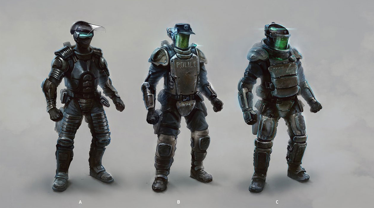 Teaser Trailer Armored Police Art from Cyberpunk 2077