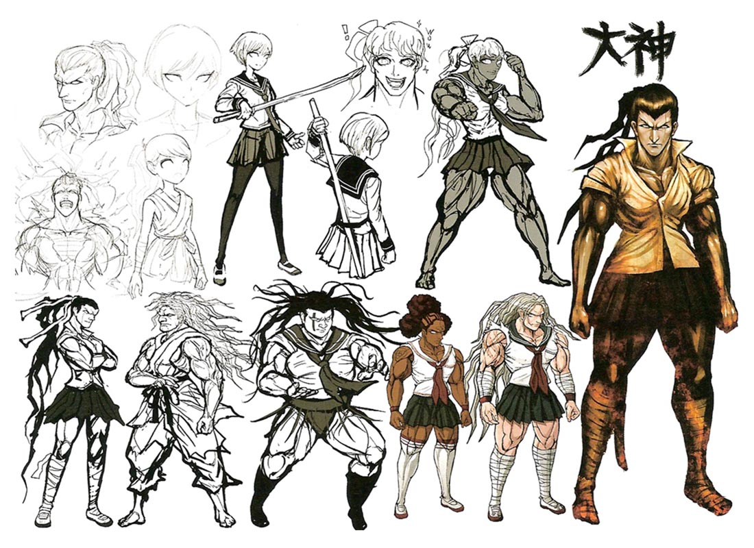 Sakura Ogami Early Concept Art from Danganronpa: Trigger Happy Havoc