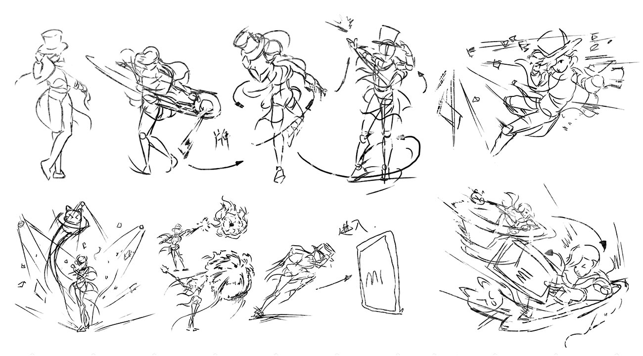 Lyney Animation Sketches from Genshin Impact