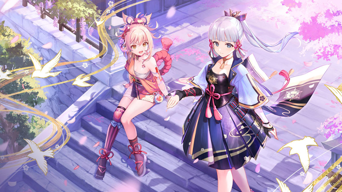 Yoimiya and Ayaka Illustration from Genshin Impact