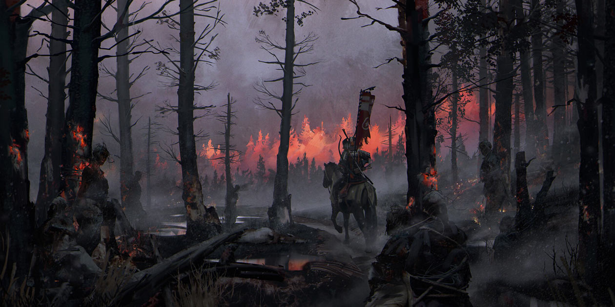 Charred Lands Concept Art from Ghost of Tsushima