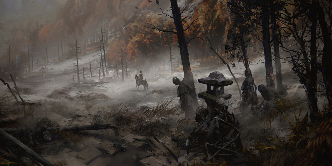Charred Lands Concept Artwork from Ghost of Tsushima