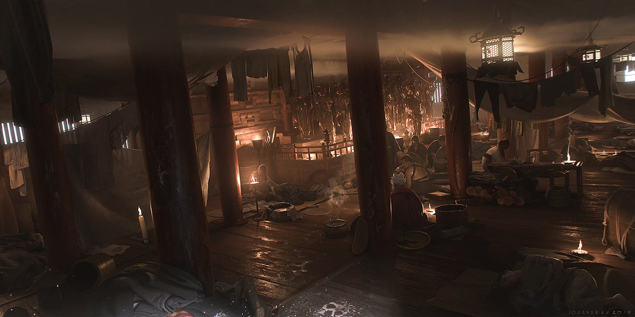 Jogaku Temple Interior Concept Art from Ghost of Tsushima