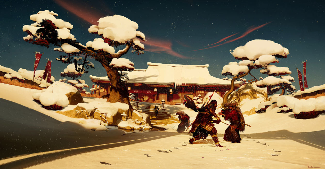 Kikuchi Estate Entrance Art from Ghost of Tsushima