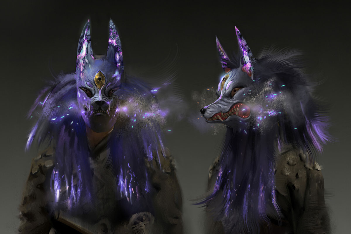 Purple Kitsune Mask Art from Ghost of Tsushima