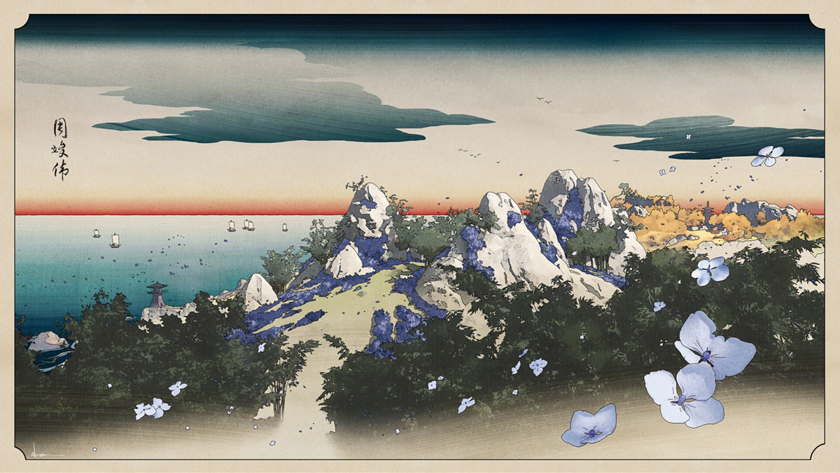 Legend of the Demon Killing Bow Woodblock Artwork from Ghost of Tsushima