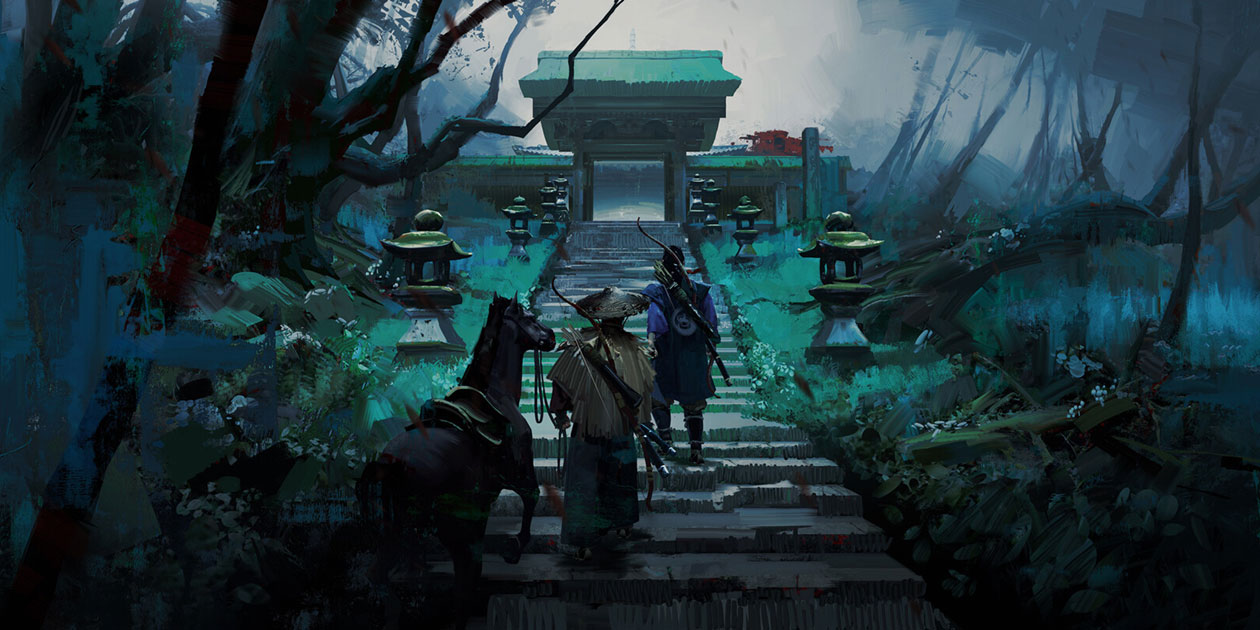 Temple Stairway Art from Ghost of Tsushima