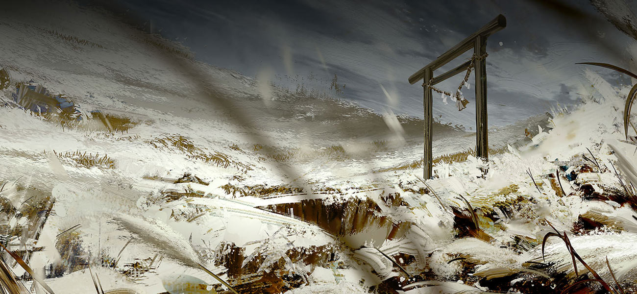 Pampas Fields Torii Gate Concept Art from Ghost of Tsushima