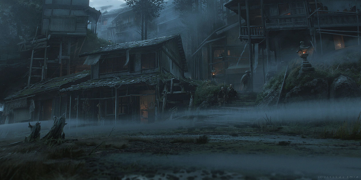 Umugi Cove Buildings Art from Ghost of Tsushima