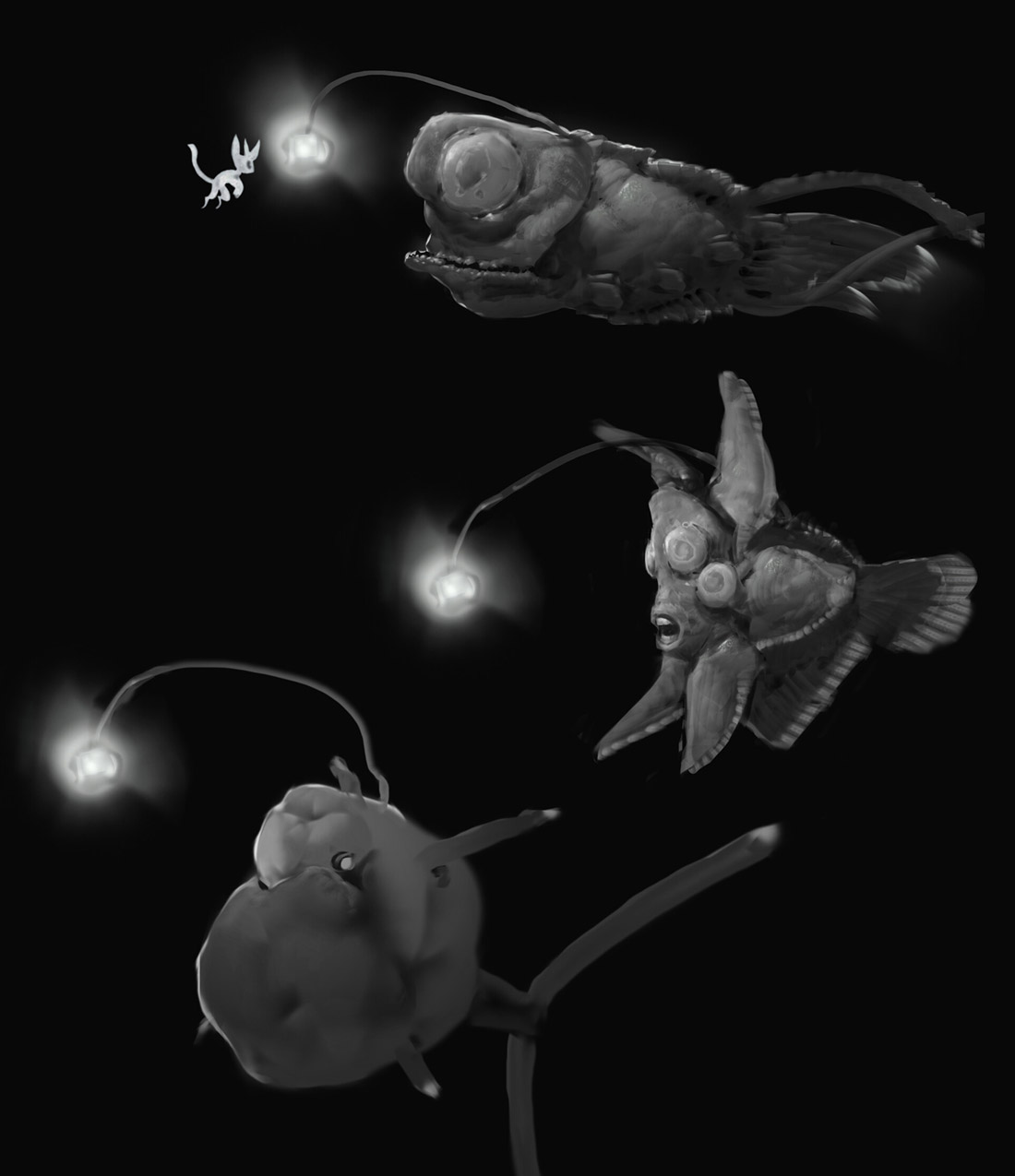 Anglerfish Variants Art from Ori and the Will of the Wisps