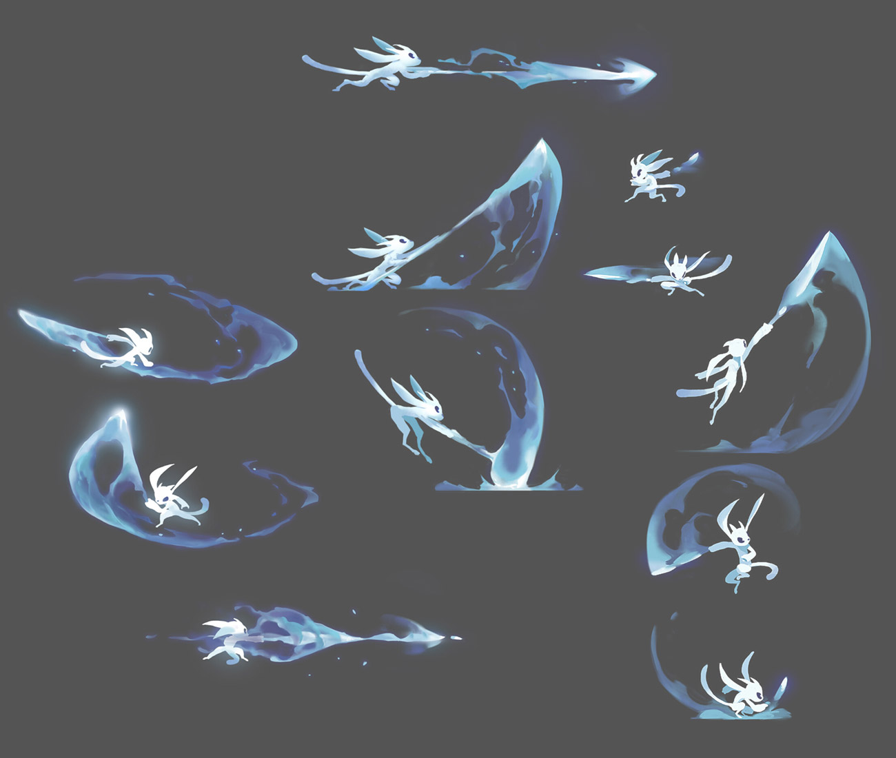 Ori's Weapon Attacks Art from Ori and the Will of the Wisps