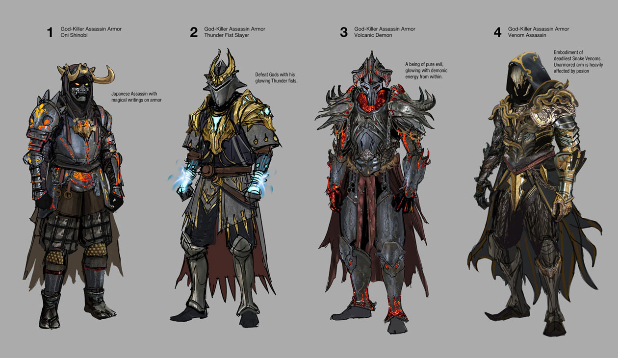 Basilisk Armor Sketches from Path of Exile
