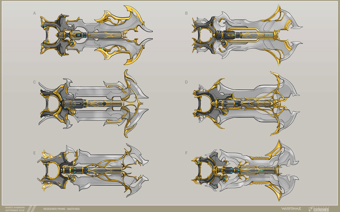 Redeemer Prime Sketches from Warframe