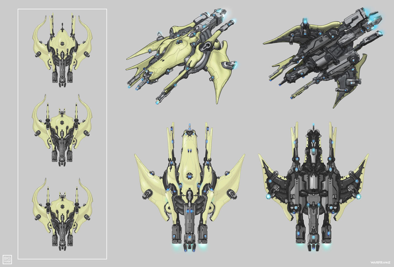 Tenno Liset Fuselage Variations Art from Warframe