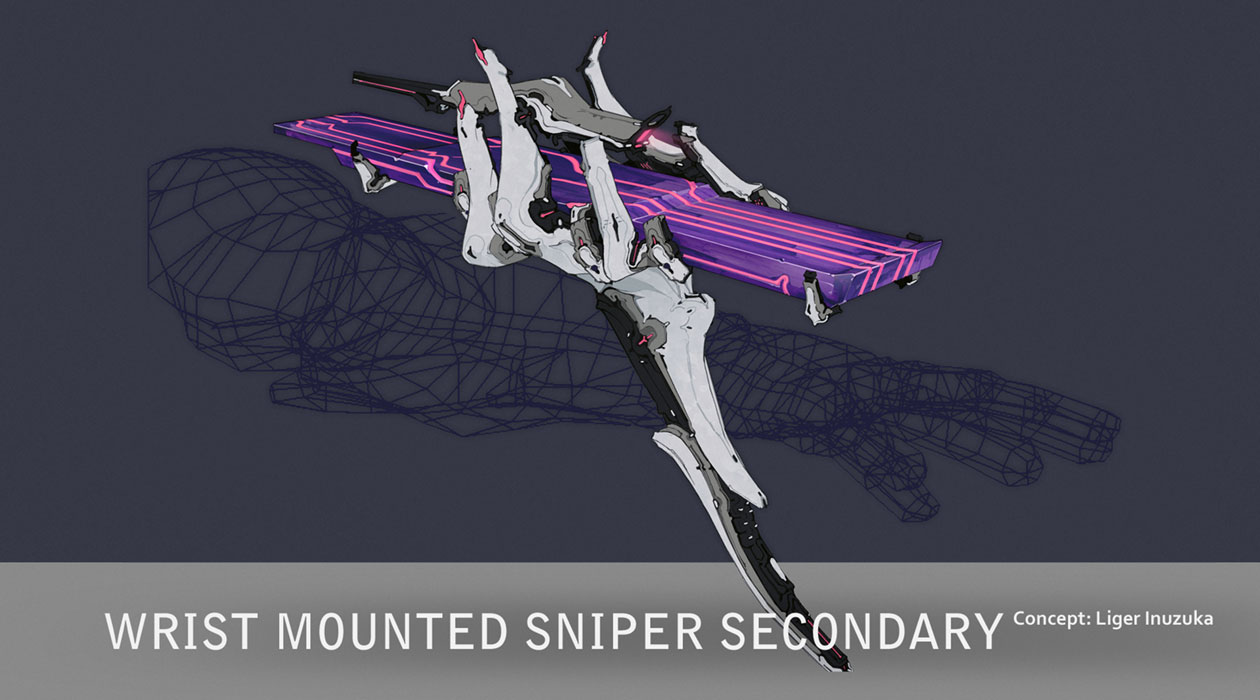 Wrist Mounted Sniper Secondary Art from Warframe