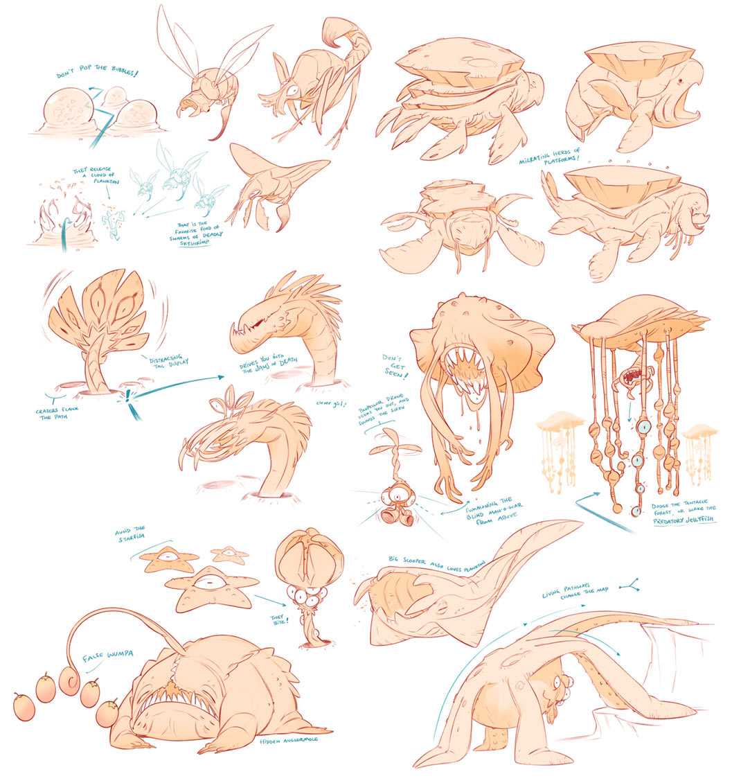 Alien Life Sketches from Crash Bandicoot 4: It's About Time