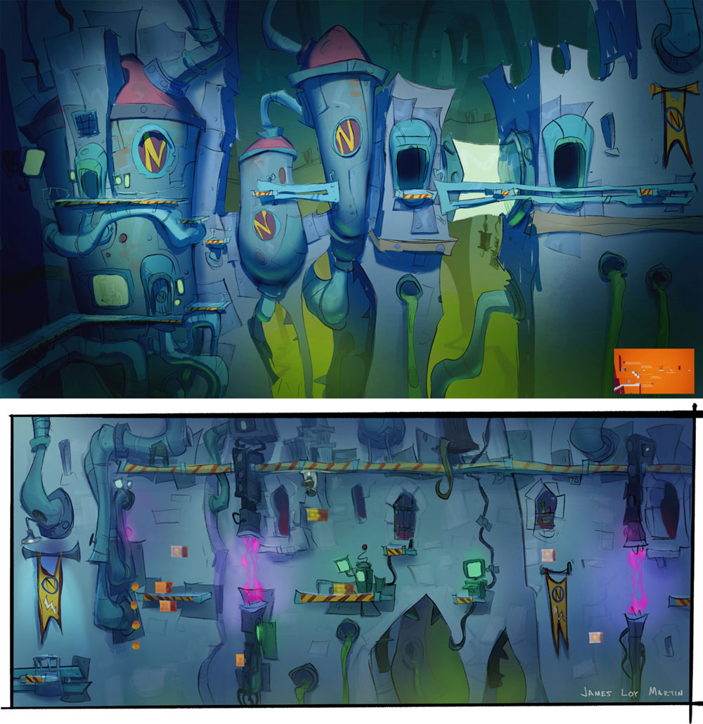 Cortex Castle Side Sections Art from Crash Bandicoot 4: It's About Time