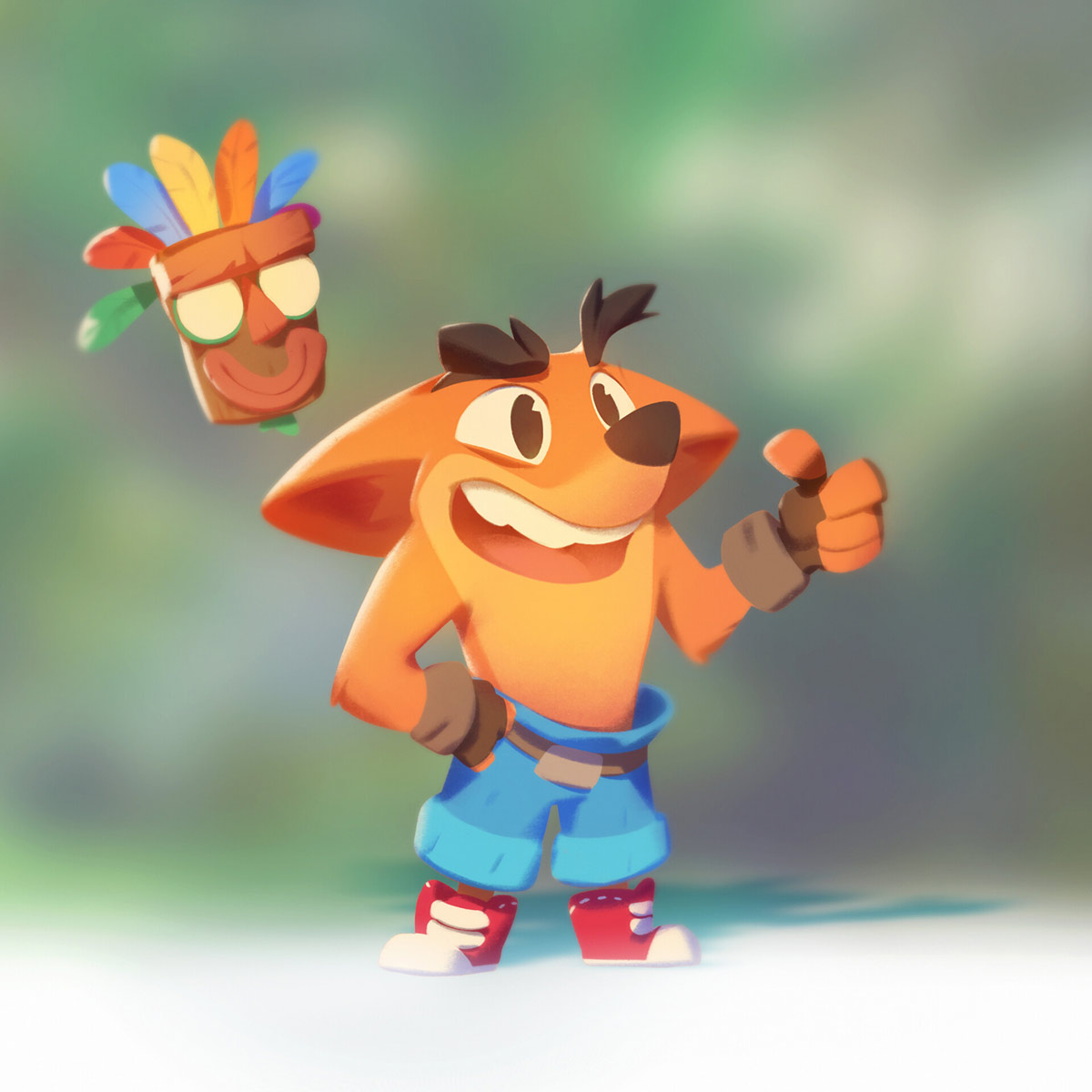Crash and Aku Aku Chibi Art from Crash Bandicoot 4: It's About Time