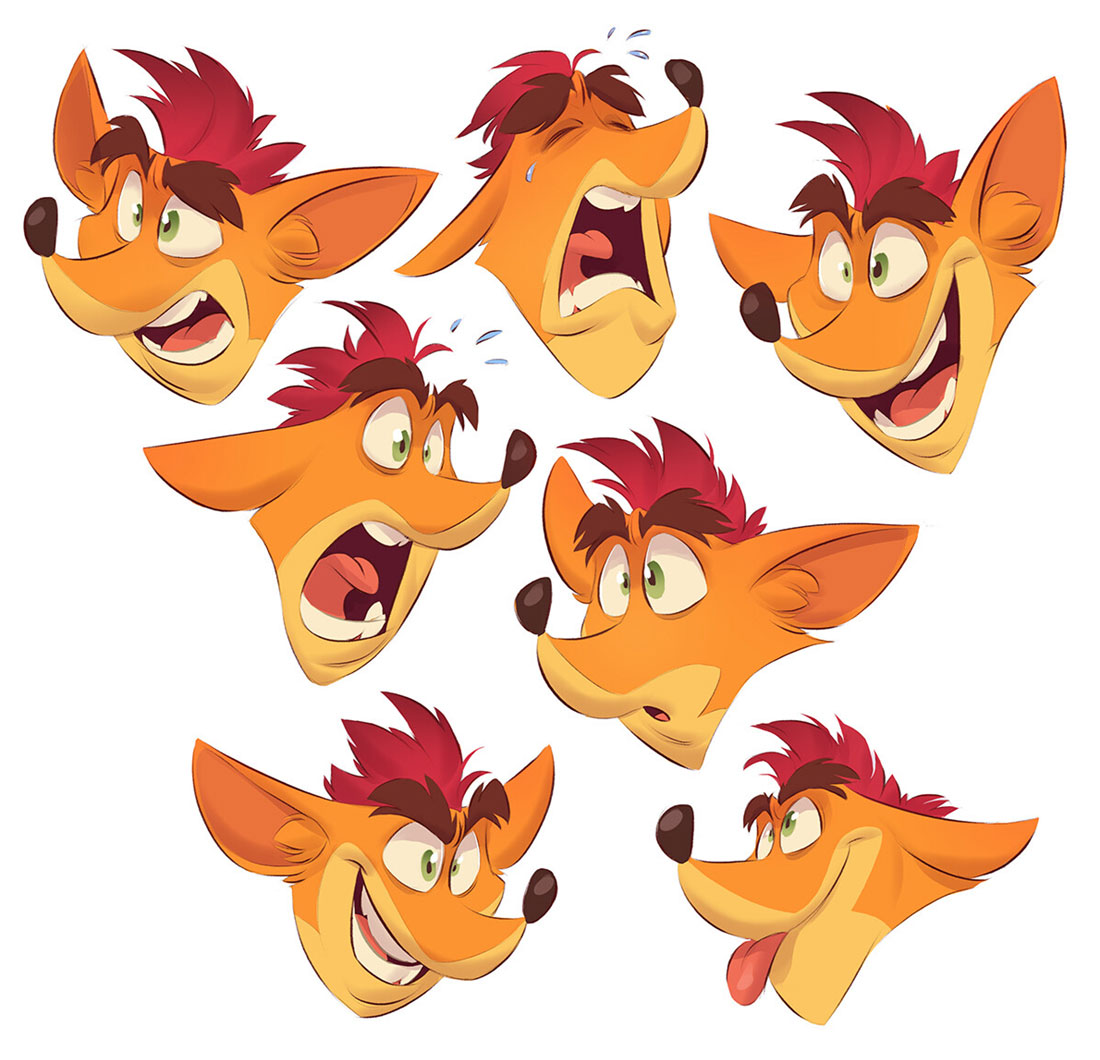 Crash Facial Expressions Art from Crash Bandicoot 4: It's About Time