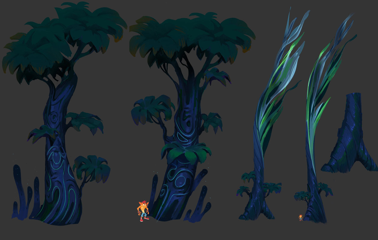 Crash Landed Trees Art from Crash Bandicoot 4: It's About Time