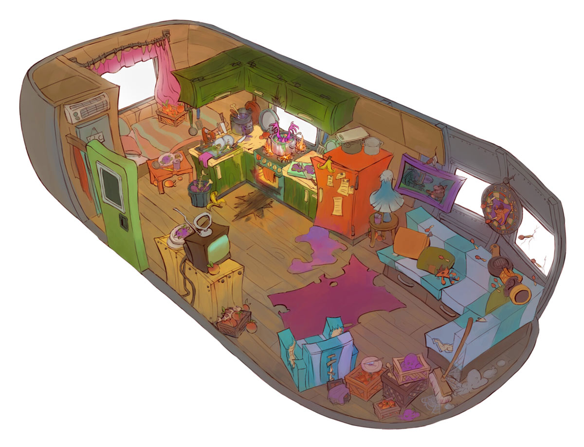 Dingo's Camper Trailer Interior Art from Crash Bandicoot 4: It's About Time