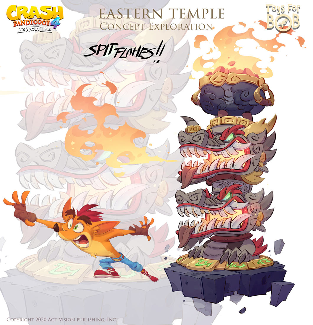 Dragon Statue Art from Crash Bandicoot 4: It's About Time