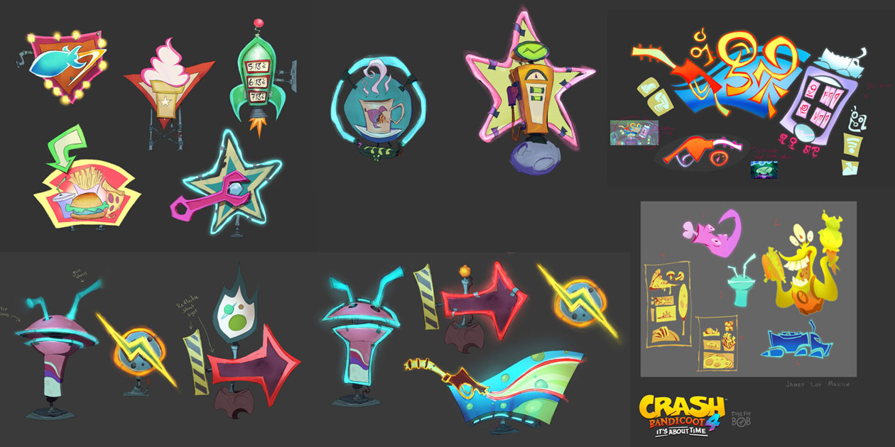 Gasmoxian Station Road Signs Art from Crash Bandicoot 4: It's About Time