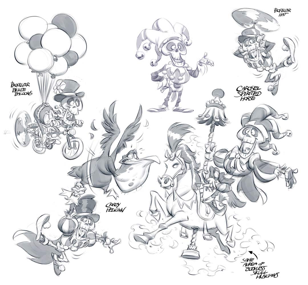 Mardi Gras Character Sketches from Crash Bandicoot 4: It's About Time