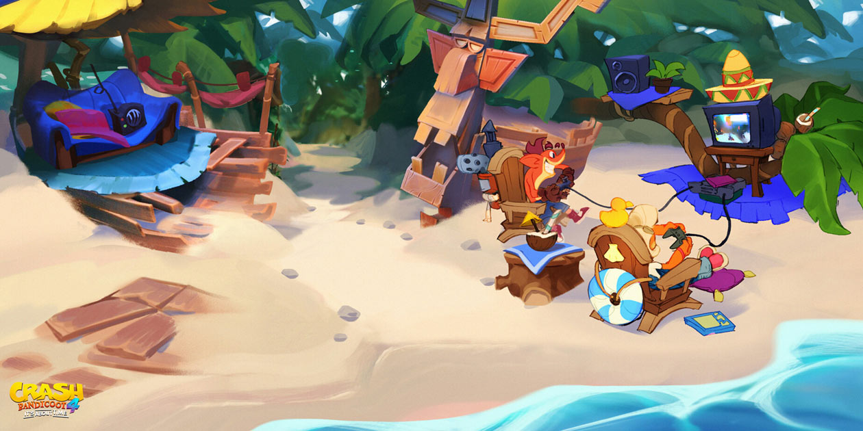 N. Sanity Island Beach Entertainment Art from Crash Bandicoot 4: It's About Time