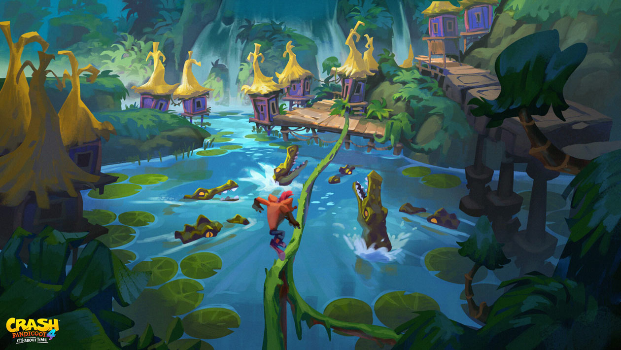 N. Sanity Island Jungle Lake Art from Crash Bandicoot 4: It's About Time