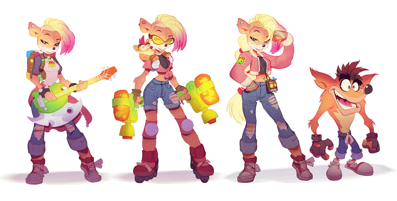 Tawna and Crash Early Designs from Crash Bandicoot 4: It's About Time