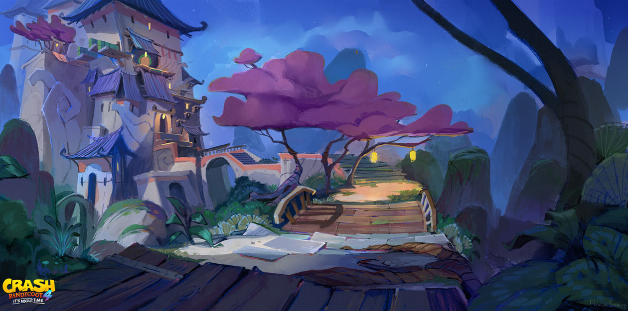 Tranquility Falls Temple Entrance Art from Crash Bandicoot 4: It's About Time