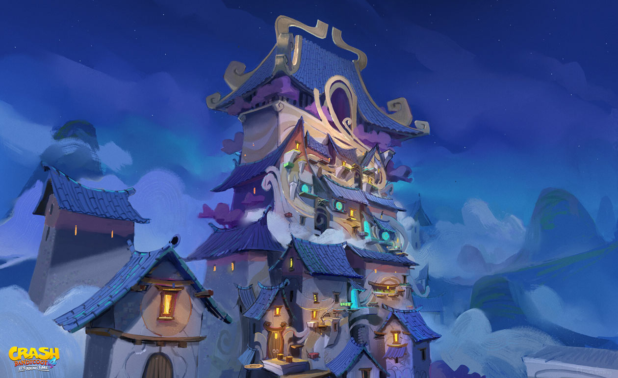 Tranquility Falls Temple Art from Crash Bandicoot 4: It's About Time