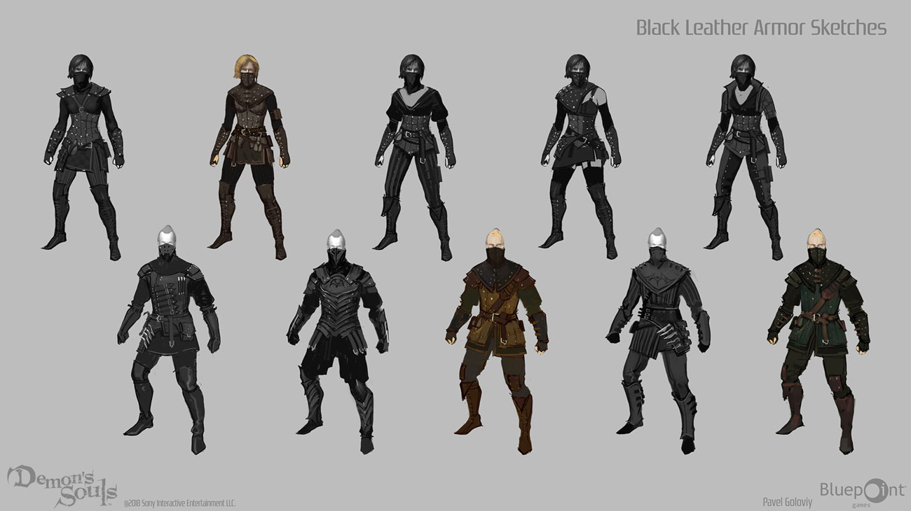 Black Leather Armor Sketches from Demon's Souls (2020)