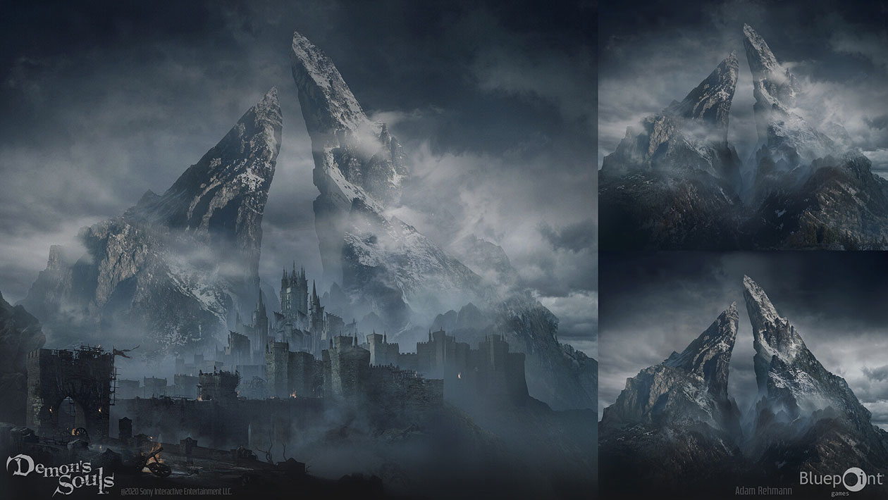 Boletaria Mountain Peaks Art from Demon's Souls (2020)