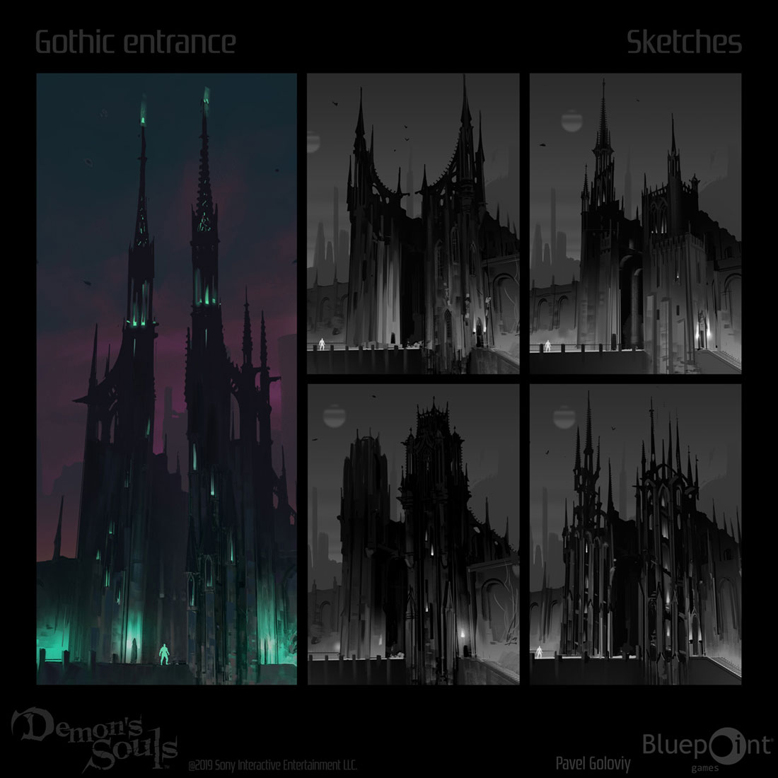 Fool's Idol Church Gothic Entrance Sketches from Demon's Souls (2020)