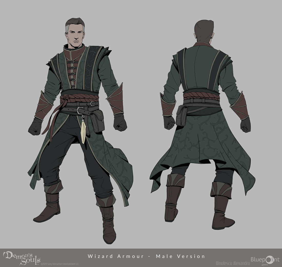 Male Wizard Armor Art from Demon's Souls (2020)