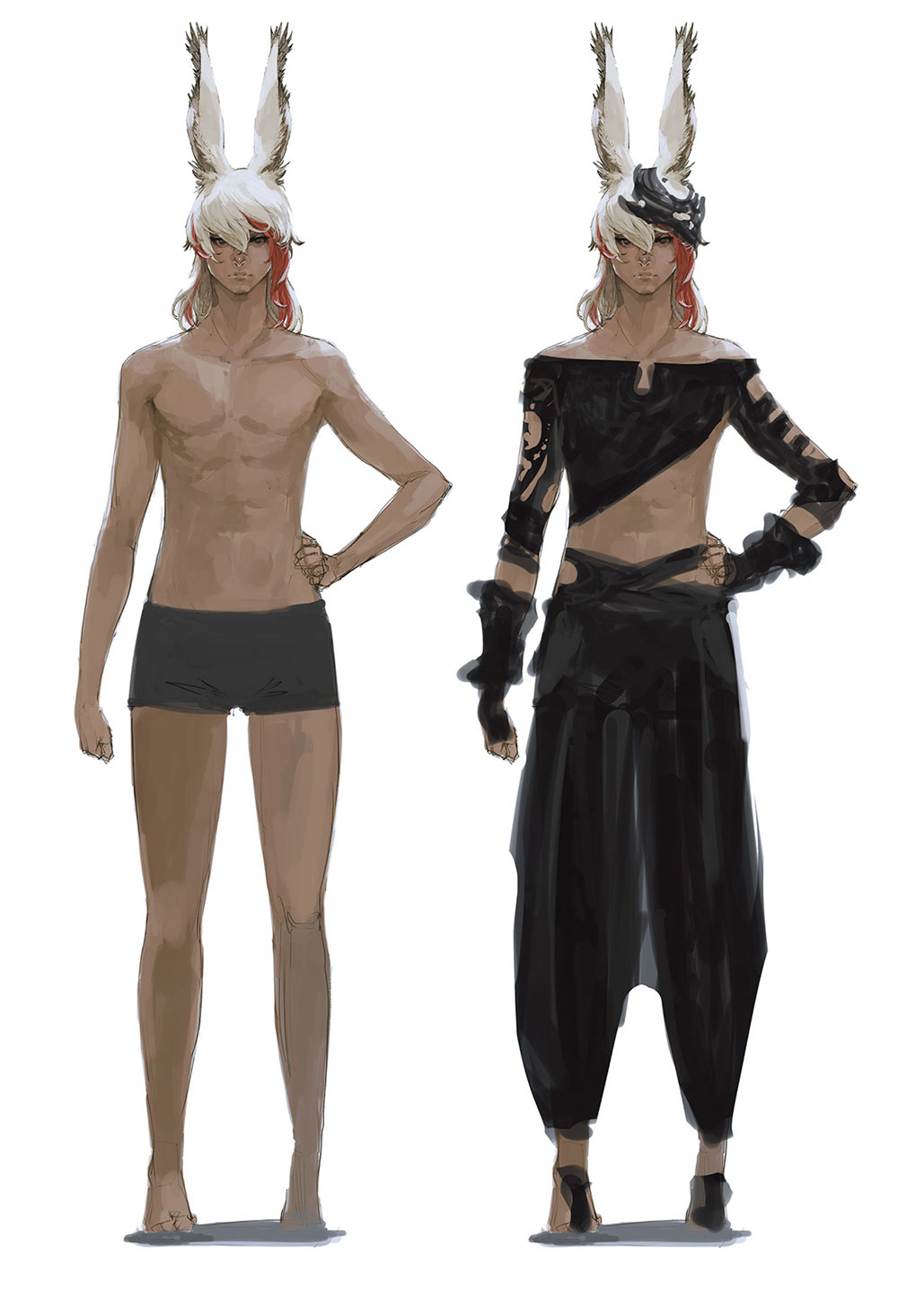 Male Viera Underclothes Art from Final Fantasy XIV: Endwalker