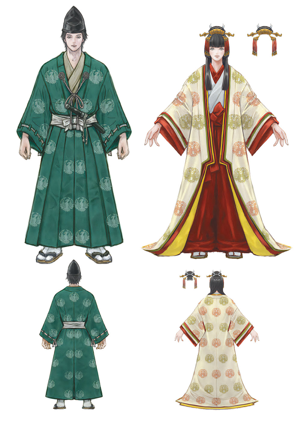 Shishu Bojin and Shishu Gozen Attire Art from Final Fantasy XIV: Endwalker