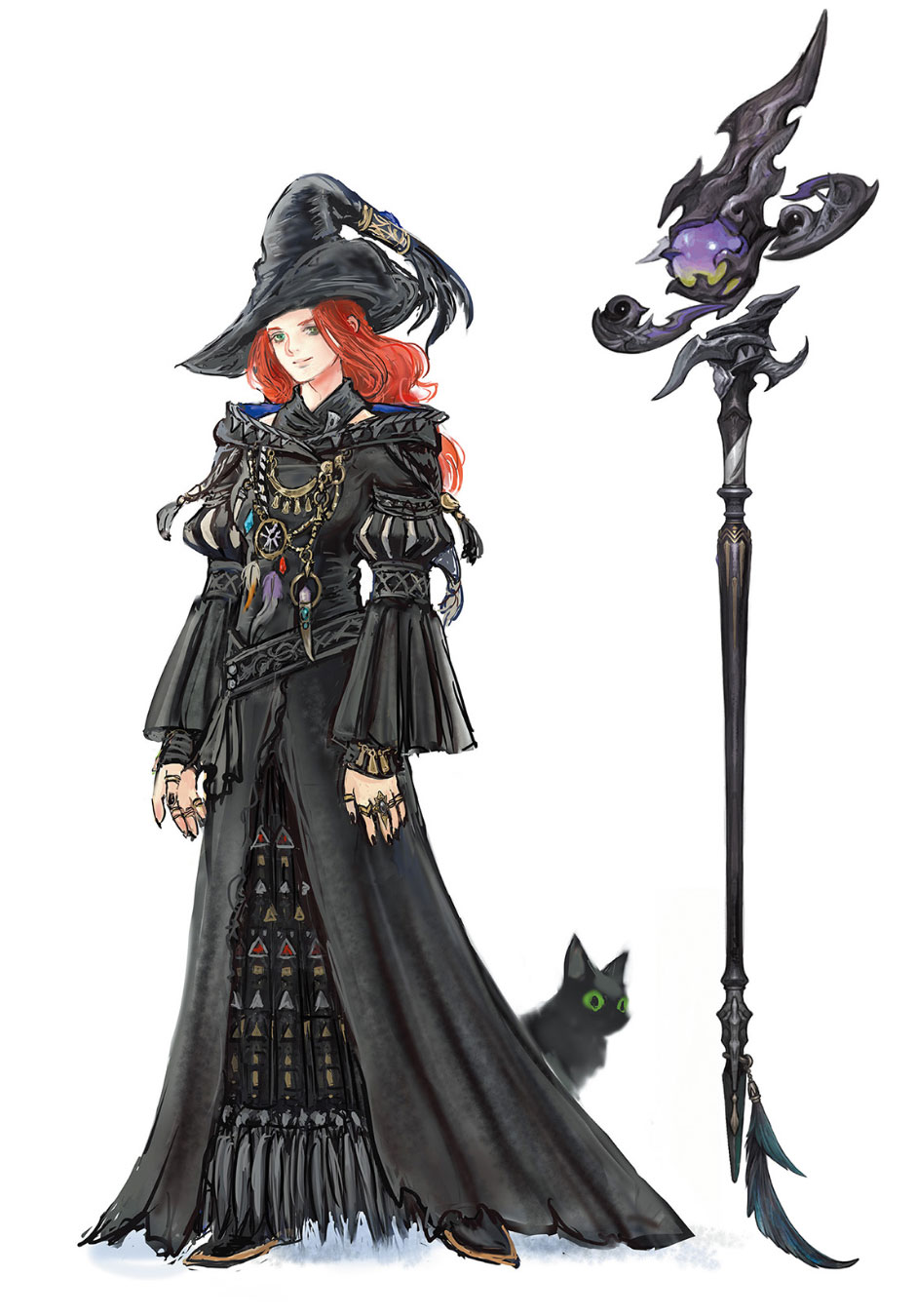 Spaekona's Attire and Asura's Rod Artwork from Final Fantasy XIV: Endwalker