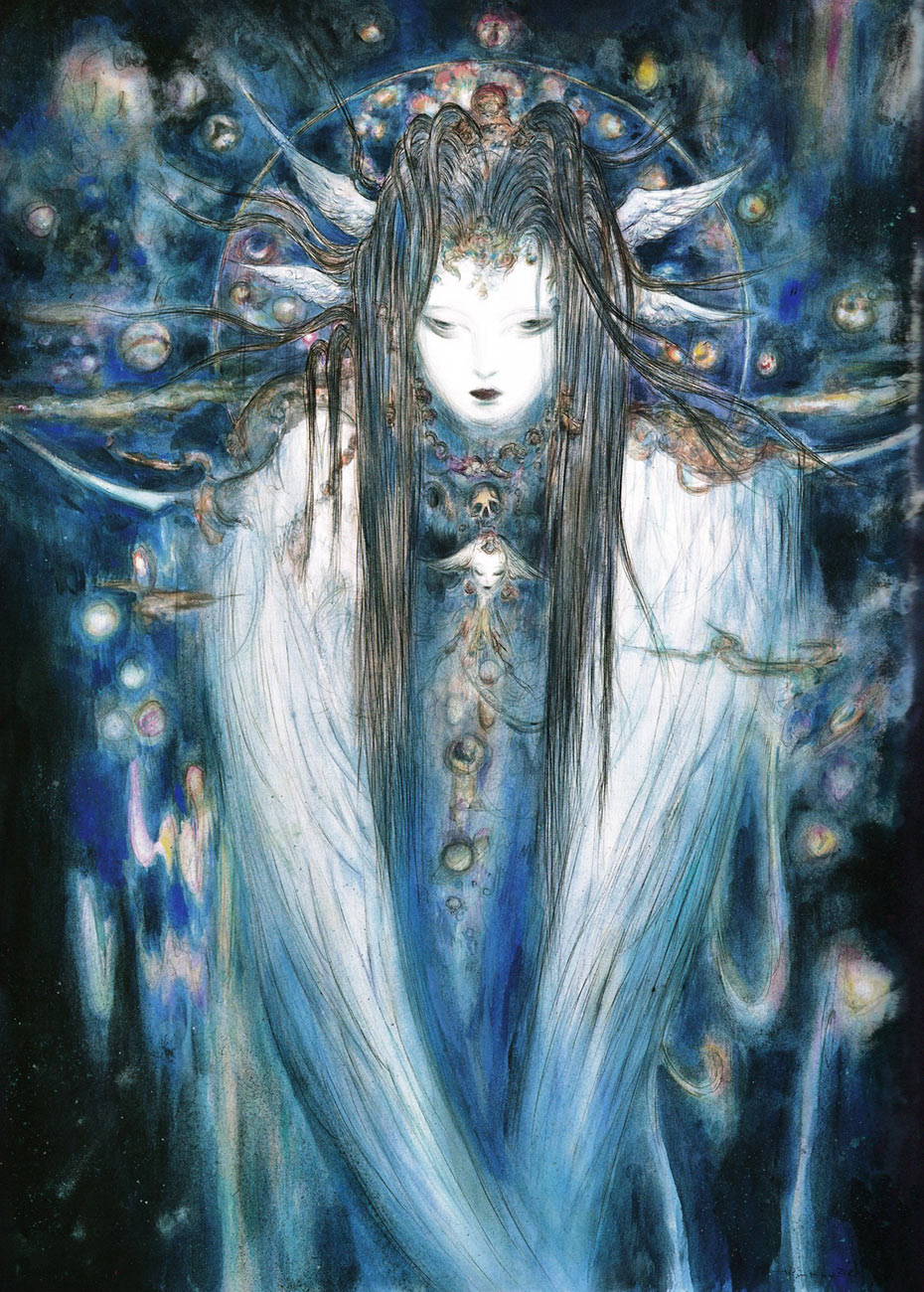 The Endsinger Art by Yoshitaka Amano from Final Fantasy XIV: Endwalker