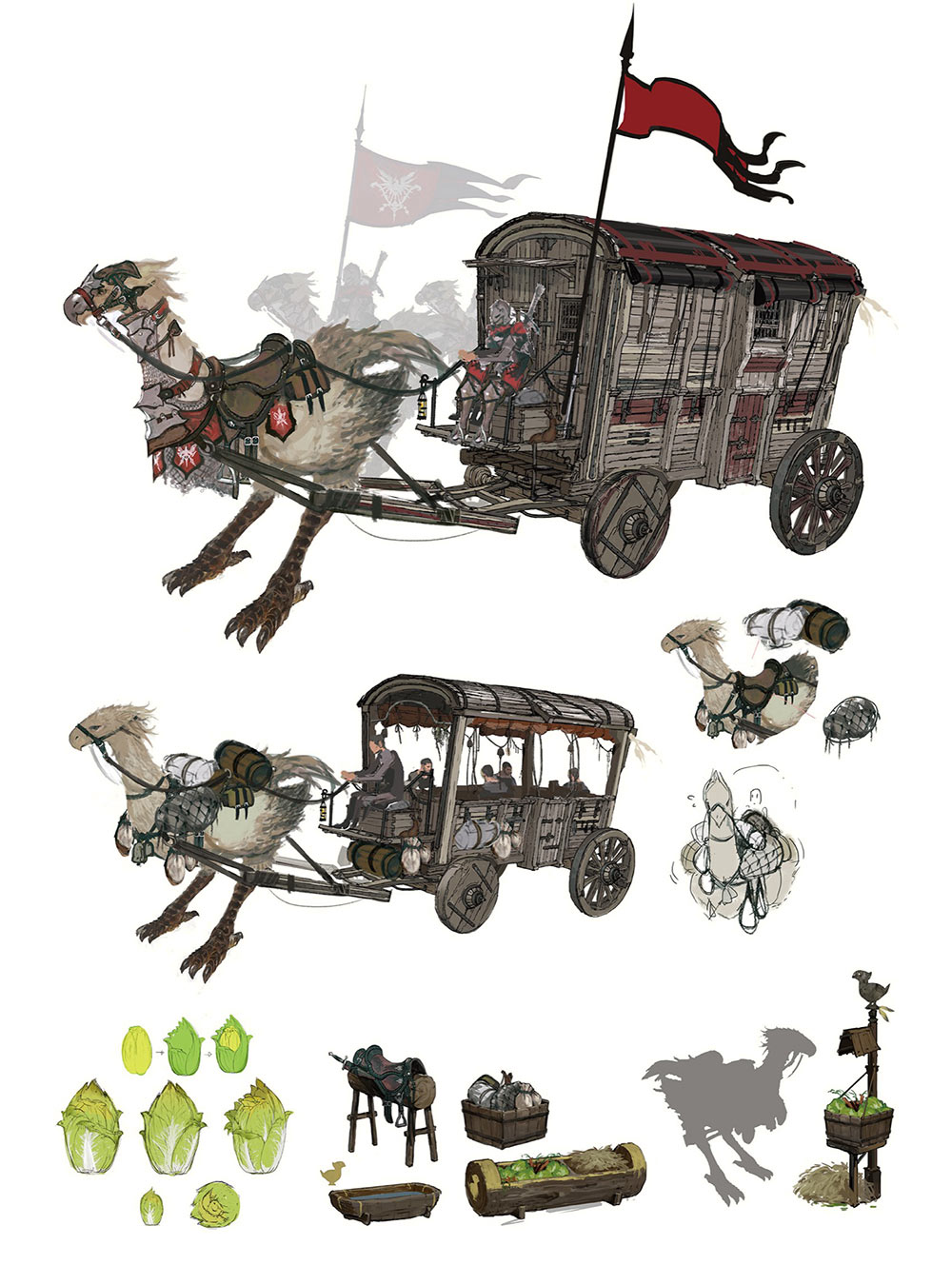 Carriages Concept Art from Final Fantasy XVI