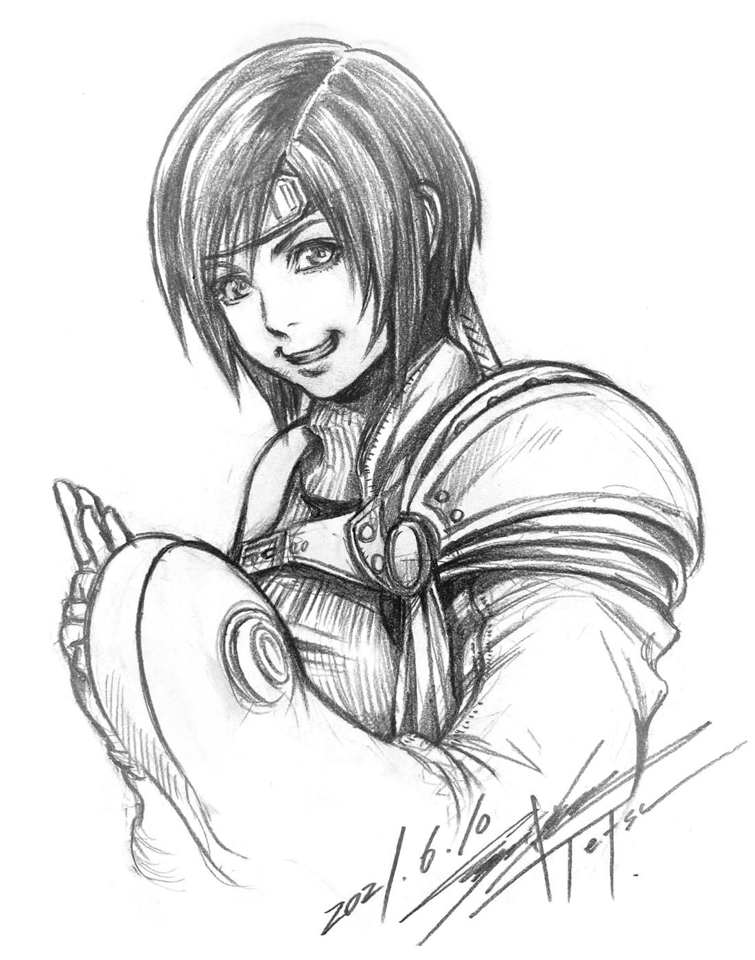 Yuffie Kisaragi Sketch by Tetsuya Nomura from Final Fantasy VII Remake Intergrade
