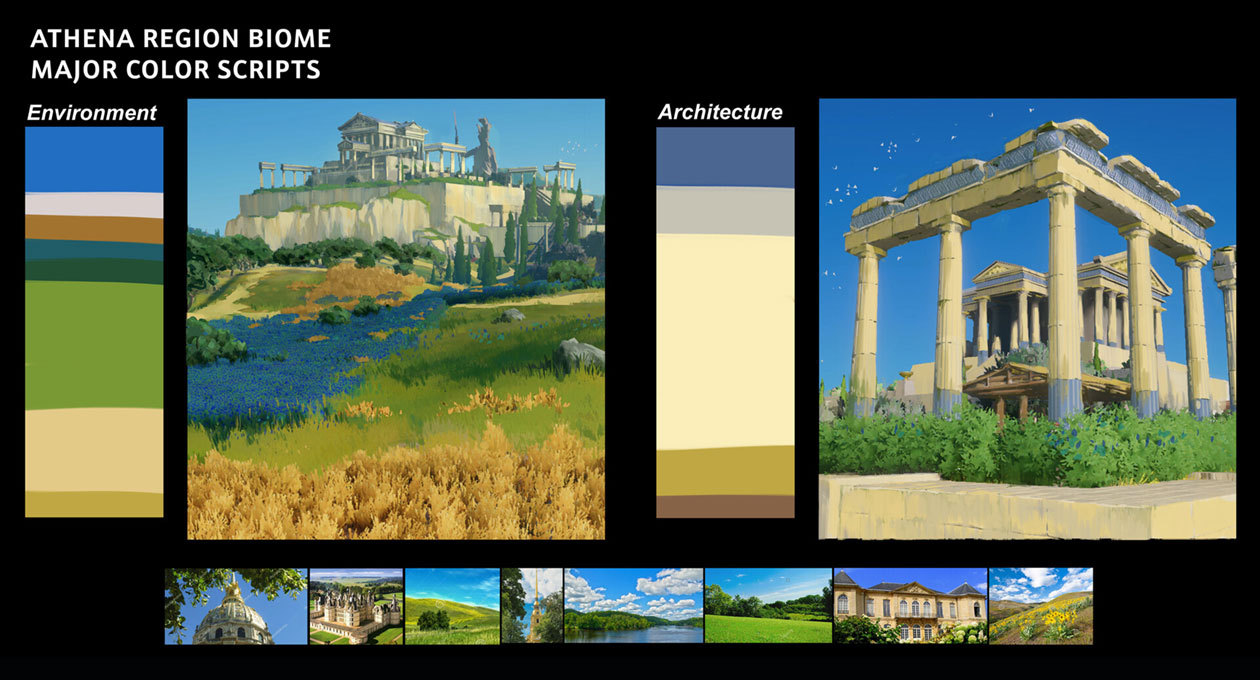 Athena Region Color Scripts Art from Immortals Fenyx Rising