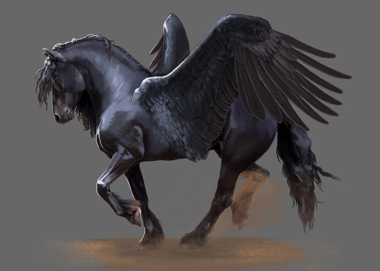Black Pegasus Horse Art from Immortals Fenyx Rising