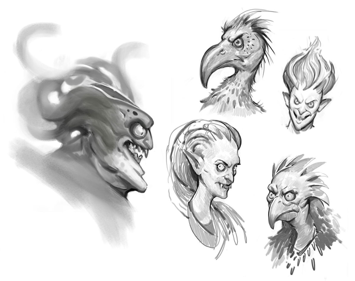 Gorgon and Harpy Sketches from Immortals Fenyx Rising