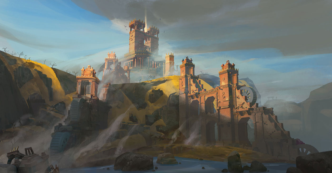 Hephaistos Aqueduct Art from Immortals Fenyx Rising