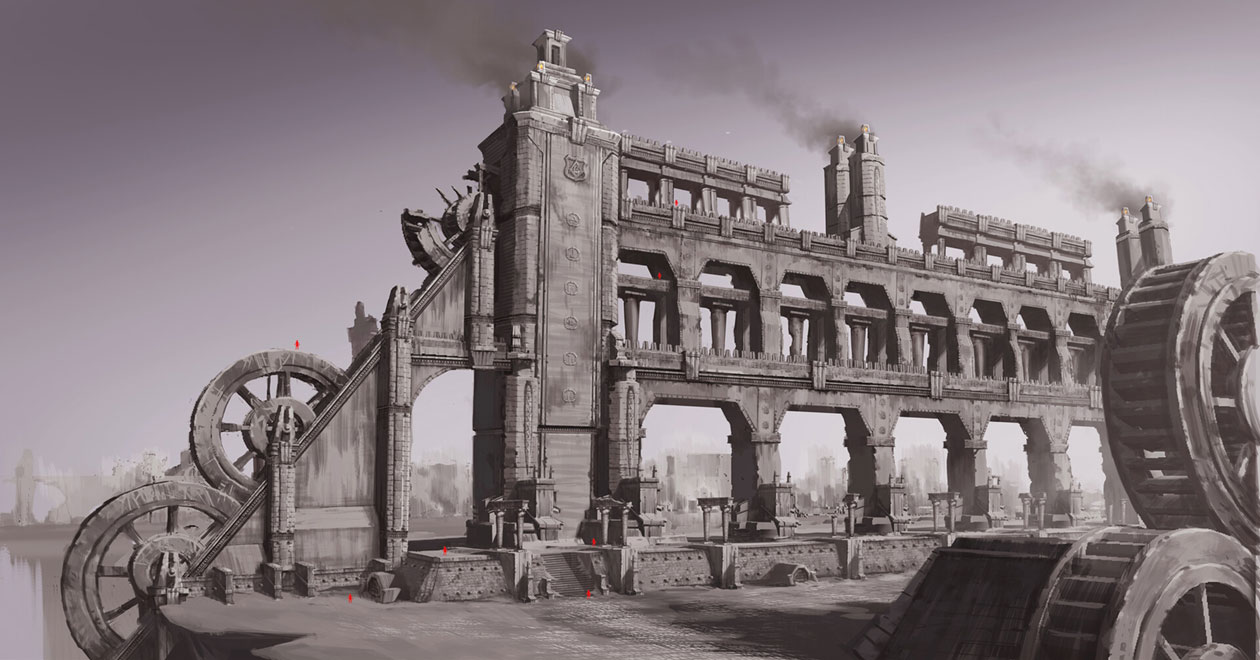 Hephaistos Region Aqueduct Art from Immortals Fenyx Rising