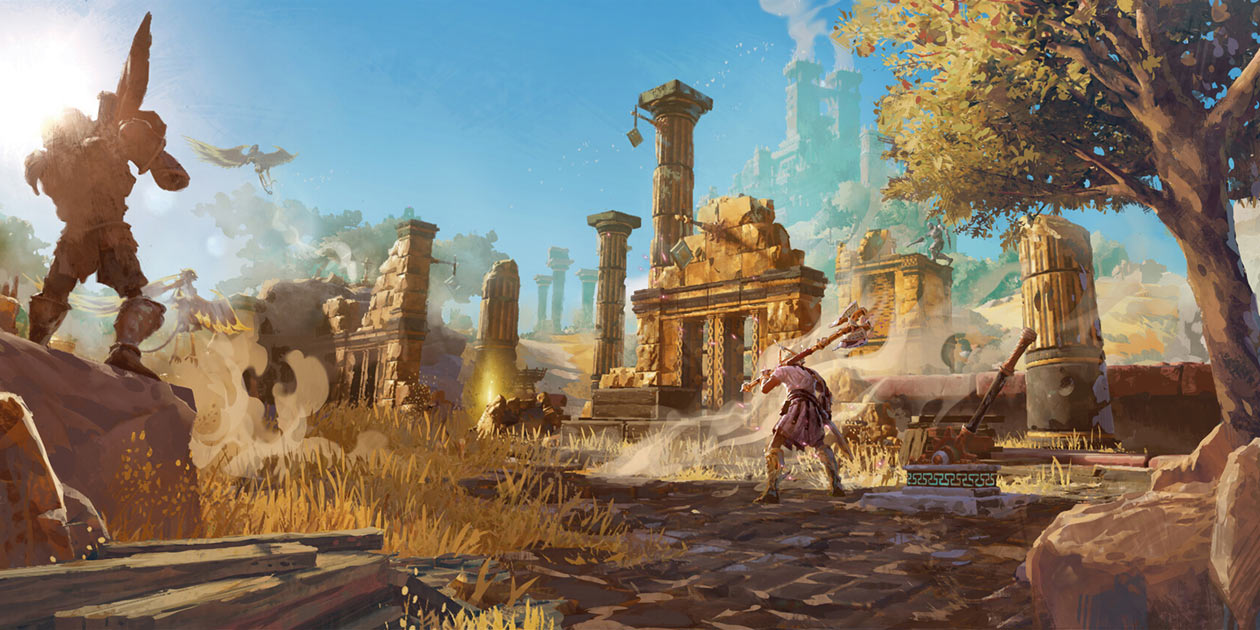 Hephaistos Region Concept Art from Immortals Fenyx Rising