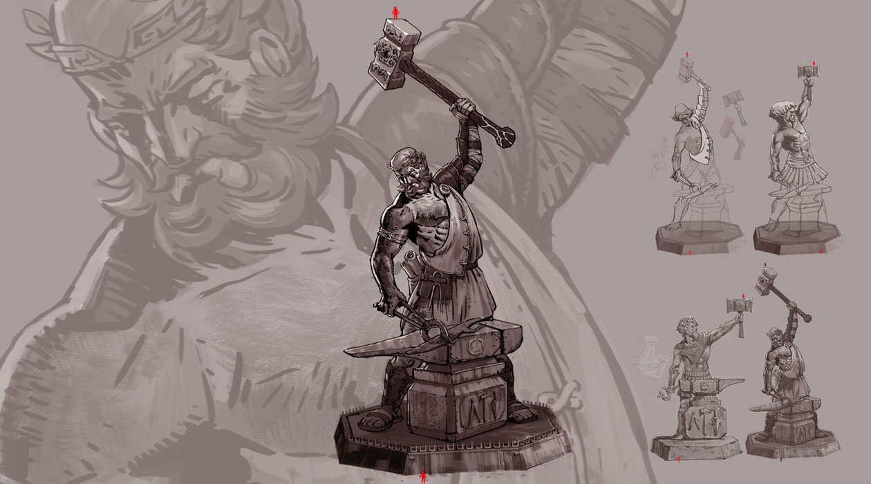 Hephaistos Statue Art from Immortals Fenyx Rising